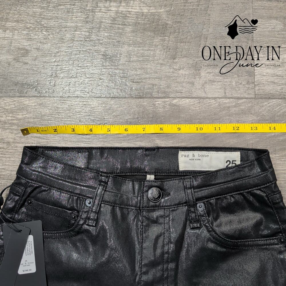 Rag & Bone The Harlow Mid Rise Straight Coated Denim Jeans Size 0 (25) - Picture 3 of 7